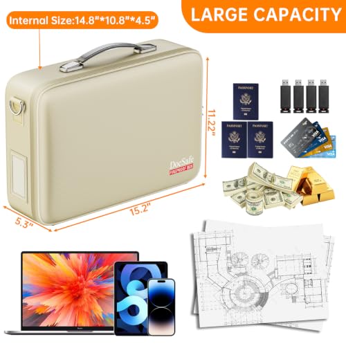 Fireproof Document Box Hard Case with Lock ＆ Accordion File Folder