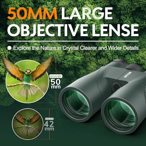 12x50 Binoculars for Adults High Powered for Bird Watching Green