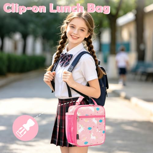 Kids Lunch box Insulated Soft Bag Mini Cooler Back to School Thermal Meal Tote Kit for Girls