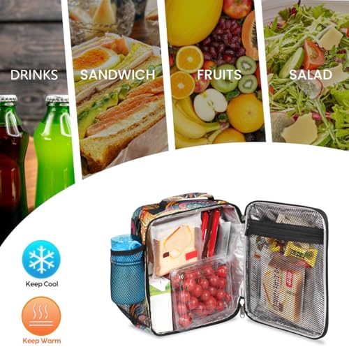 Elephants Animal Kids Lunch Box for Girls Boys Reusable Insulated Lunch Bag for Kids Toddler Thermal Cooler Spacious Lunchbox with Shoulder Strap Lunchbag for School Work Picnic (print 25)