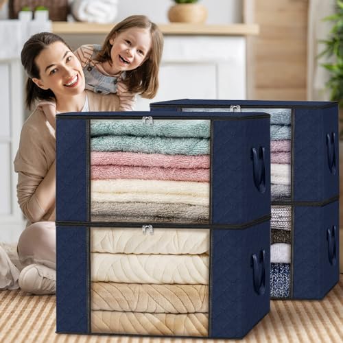 10 Pack Storage Bags for Clothes Blanket Storage Bins with Lids (10 Count)