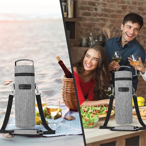 Single Bottle Wine Bag Carrier Insulated Cooler Tote with Strap