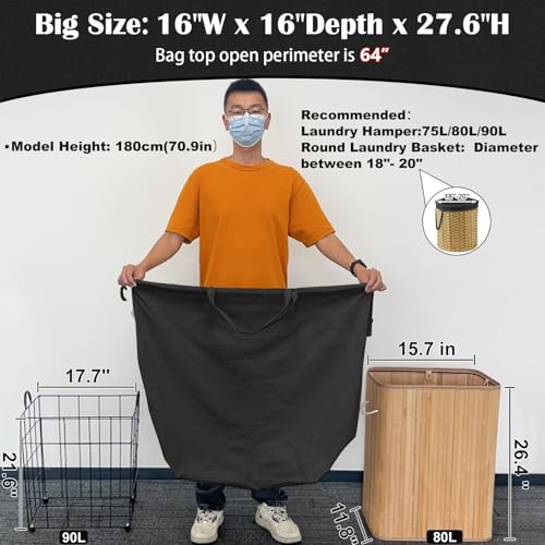 Canvas Laundry Bags with Handles & Square Base 16"Wx16"D x27.6"H