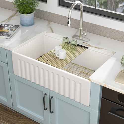 30 White Farm Sink Workstation