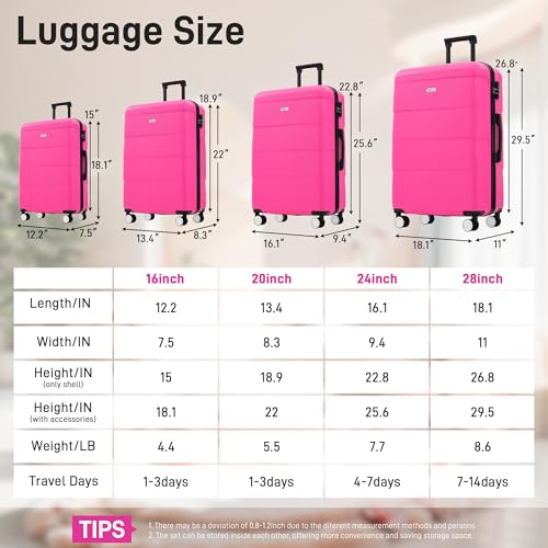 Luggage Set 6 Piece Carry on Hardcase Suitcase with Travel Bags (6 Count)