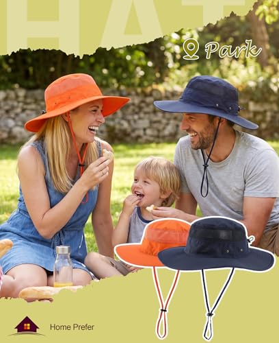 Unisex UPF50+ Sun Hat for Men Women Lightweight Mesh Bucket Hat Wide Brim Fishing Hat UV Protection Hat for Garden Golf Beach Orange