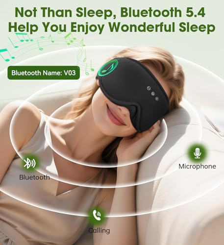 Bamboo Cotton Large Sleep Mask with Bluetooth Wireless Headphones