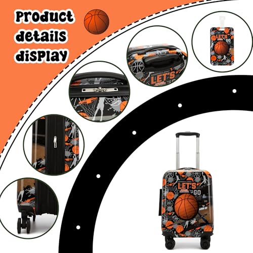 Kid’s Luggage Set 5 Piece Suitcase Set 16’’ Hardside Basketball Luggage with Spinner Wheels Boys Carry on Toddler Travel Rolling Suitcase Carry on Luggage Airline Approved (5 Count)