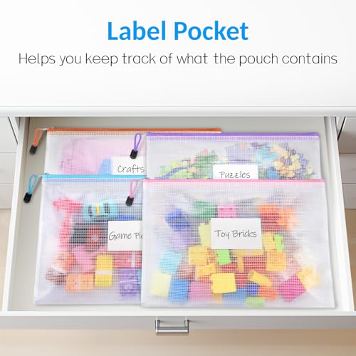 14 Pack Mesh Zipper Pouch Bags (14 Count)
