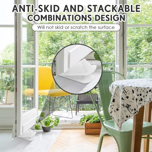 4 Pcs Heavy Duty Rubber Door Stops Wedge Stackable (4 Count)