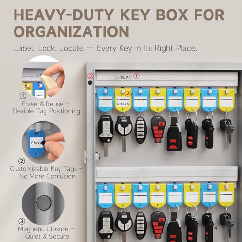 48 Key Lock Box Smart Key Organier Cabinet with Keypad & App for Office