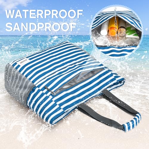 Beach Bag Waterproof Sandproof Large Capacity Foldable for Women