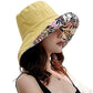 Women Floral Reversible Wide Brim Sun Hats Wired Edge Summer UPF Hat for Beach Hiking Garden Travel Lawn Work Chin Strap