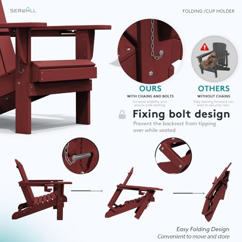 Outdoor Adirondack Chairs with 2 Cup Holders