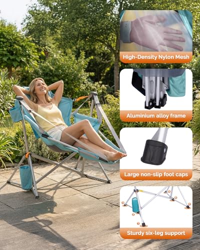 Hammock Camping Chair with Footrest & Breathable Mesh Back 400 lbs