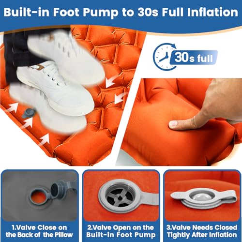 4 Inch Camping Sleeping Pad with Foot Pump and Pillow