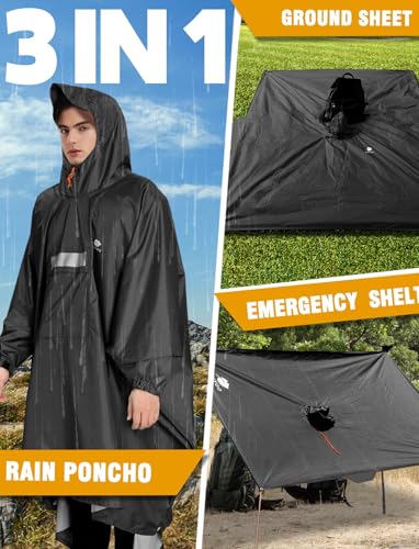 Hooded Rain Poncho for Adult Waterproof Lightweight Raincoat