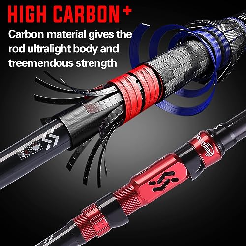 Portable Telescopic Fishing Rod with Carbon Fiber Material and Precision Carved Reel Seat