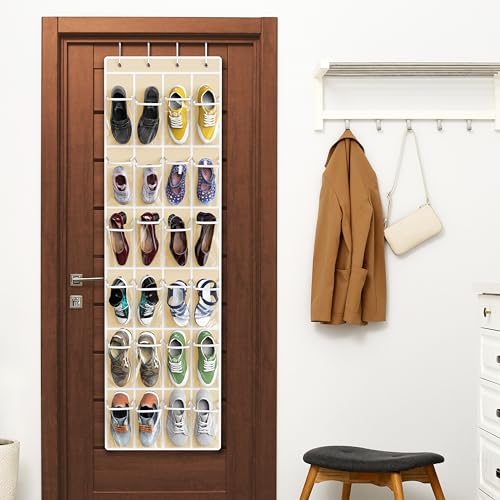 24 Pockets Clear Over the Door Shoe Organizer