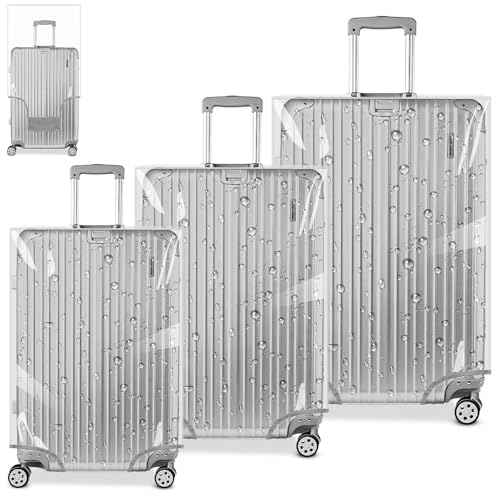 3 Pieces Clear PVC Suitcase Cover Tough Protector