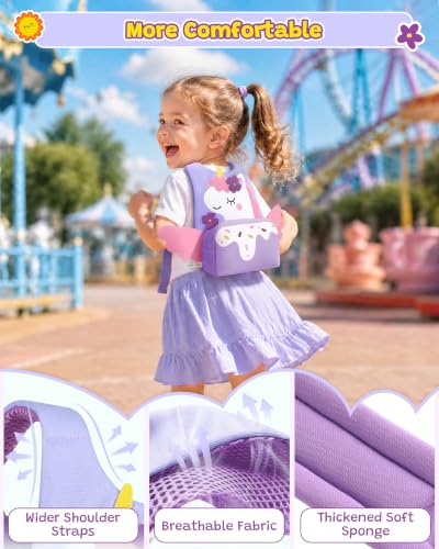 3 in 1 Toddler Harness Leash with Key Lock for Girls Cute Unicorn