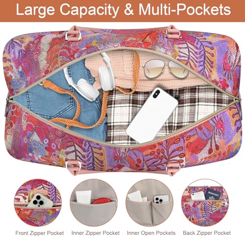 Weekender Bag for Women 21.5" Travel Duffel Large Carry On Bag 3PCS (3 Count)