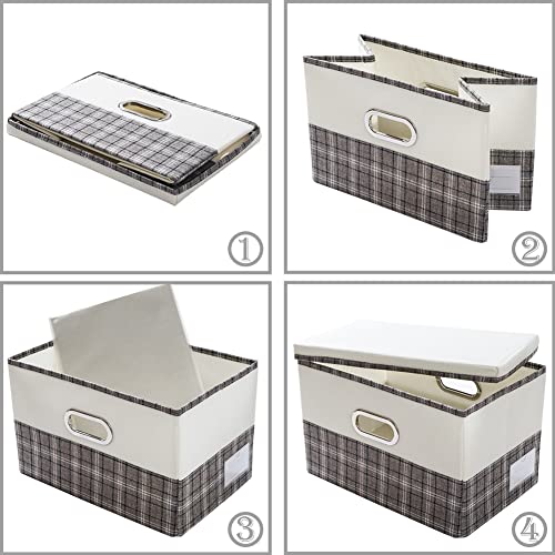 Large Collapsible Storage Bins with Lids [3 (3 Count)