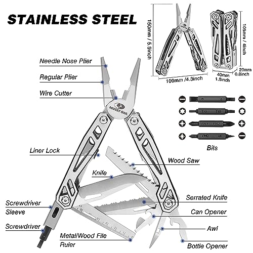 Multitool, 21-in-1 Stainless Steel Pocket Knife with Screwdriver Sleeve, Self-locking Pliers with Sheath-Perfect for Outdoor, Survival, Camping, Hiking, Simple Repair