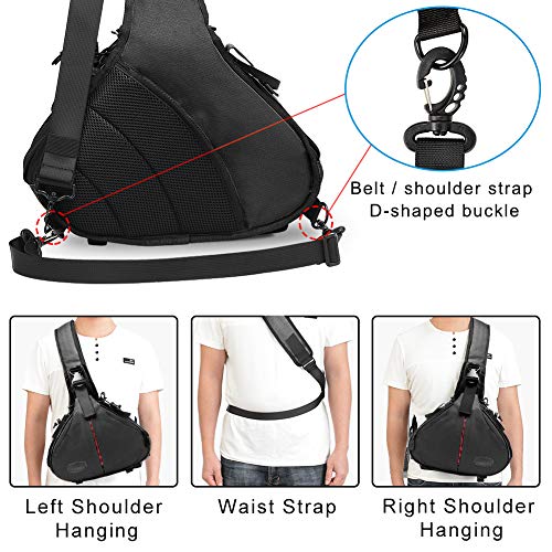 Camera Bag Sling Backpack Camera Case Waterproof with Rain Cover Tripod Holder