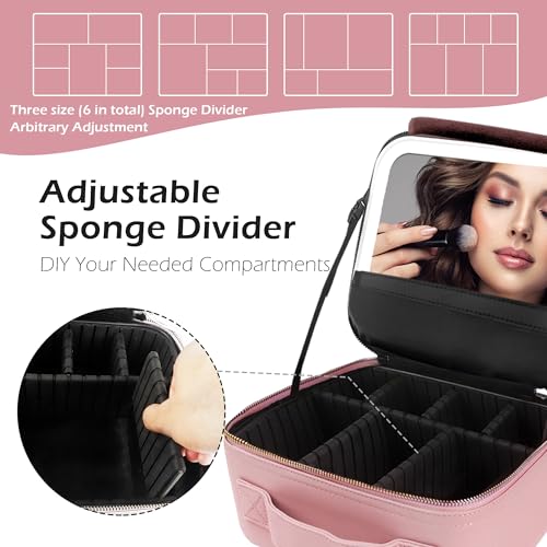 Travel Makeup Bag Cosmetic Bag Makeup Organizer Bag with Lighted Mirror