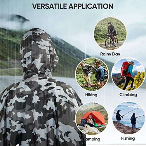 Hooded Rain Poncho for Adult with Pocket