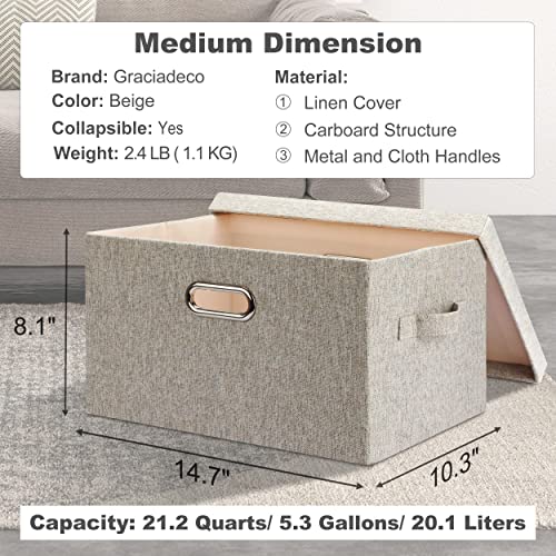 Medium 15" 21 Quart Collapsible Stackable Storage Bins with Lids