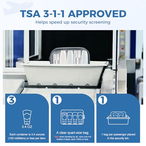 TSA Approved Toiletry Bag Clear Quart Size Travel Bags Makeup Bag (3 Count)