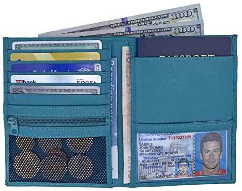 Deluxe Personalized Monogrammed Teal RFID Leather Passport Wallet
