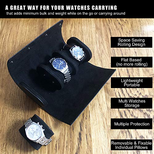Longjet Watch Roll Travel Case for Men Portable Watches Organizer Box
