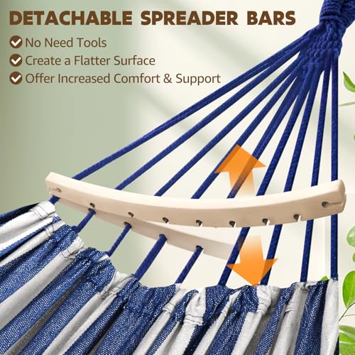 Cotton Hammock 8.9x4.9ft Holds Up to 660lbs Prevents Side