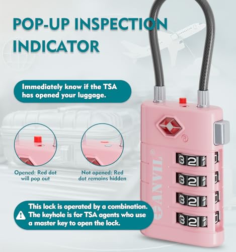 TSA Approved Luggage Locks with Search Alert Indicator (2 Count)