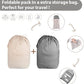 MCleanPin Washable Laundry Bags with Handles,140L Dirty Clothes Storage for College Dorm or Travel, Laundry Liner Fit Most Laundry Hamper or Basket,2 Pack (Beige & Grey)