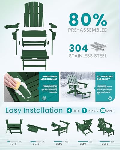 Folding Adjustable Adirondack Chair with Footrest
