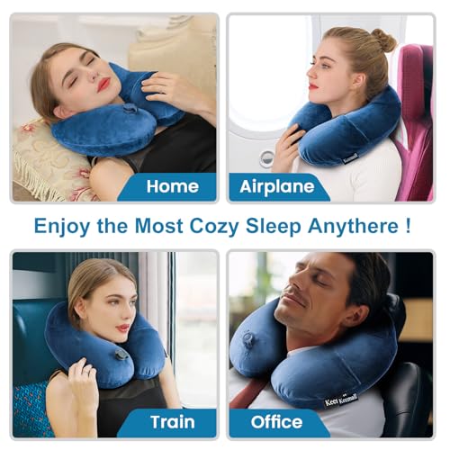 Inflatable Travel Neck Pillow for Airplane to Relieve Neck Pain