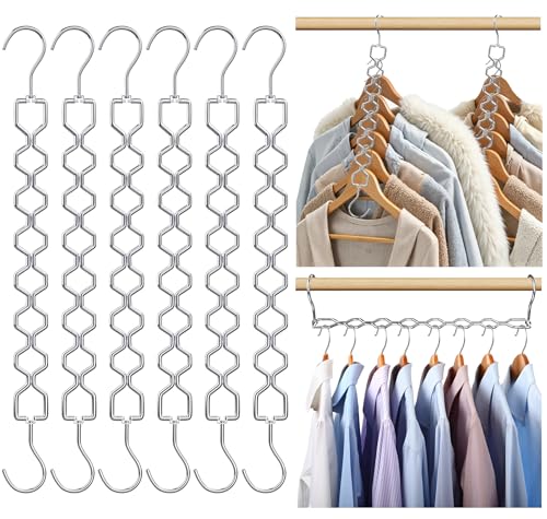 Space Saving Hangers for Clothes 6 Pack Sturdy Metal Hangers Heavy Duty (6 Count)