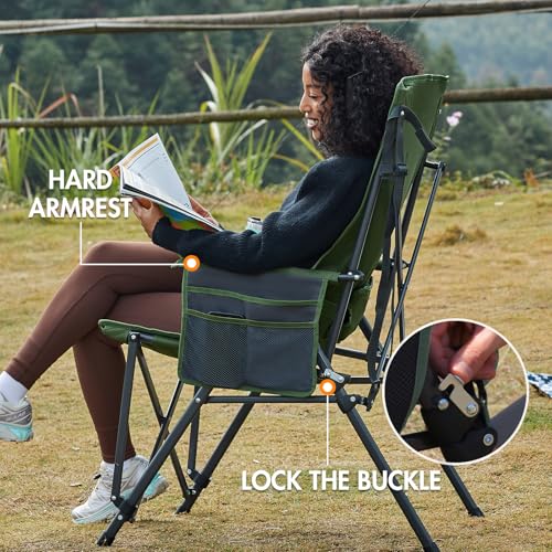 Camping Chair with Lumbar Support for Adults Folding Portable High Back Oversized