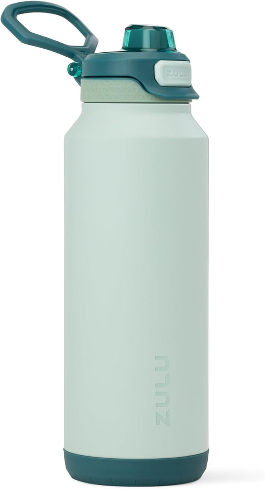 ZULU Powerfill Pro 40oz Stainless Steel Water Bottle with Quick Fill Lid, Triple Walled Vacuum Insulated Metal, Leak Proof Locking Lid, Sip and Chug, Reusable BPA Free, Evergreen - Roamly