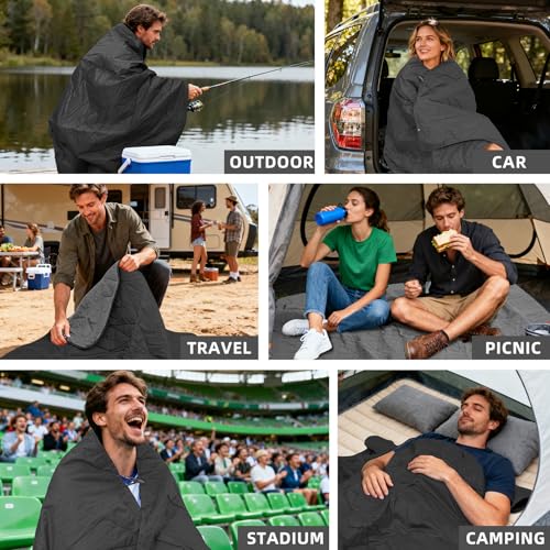 Large Waterproof Outdoor Blanket Thick Fleece 80" x 58"