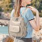 PU Leather Small Backpack Purse for Women Ladies Beige