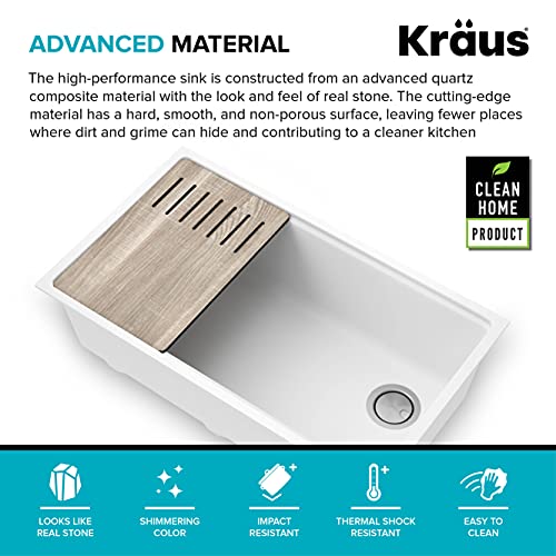 Metallic White 32 in Undermount Granite Kitchen Sink KGUW1