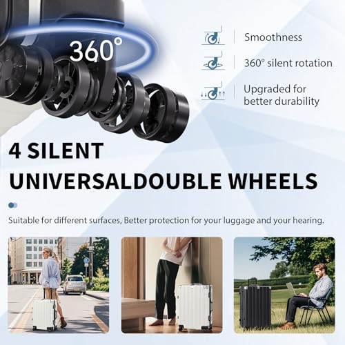 Zipperless Luggage with Spinner Wheels 100% PC Hardside 24in Suitcase