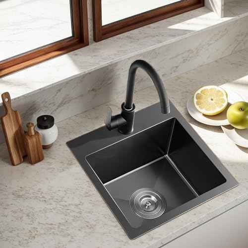 18x18 Inch Drop in Black Bar Sink