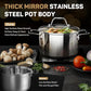 11-Piece Tri-Ply Stainless Steel Pots and Pans Set, 18/10 Stainless Steel Cookware Set with Steamer Insert, Induction Kitchen Cookware Sets with Cool Ergonomic Handles, Dishwasher, Oven Safe (11 Count)
