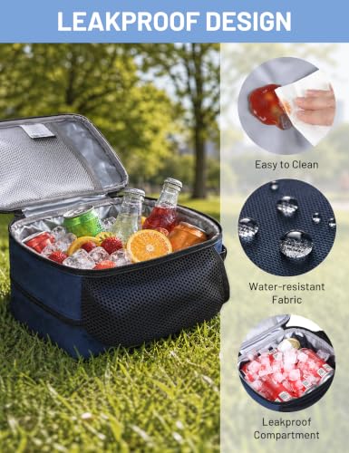Expandable Small Lunch Box for Men Women Kids to Work School Navy